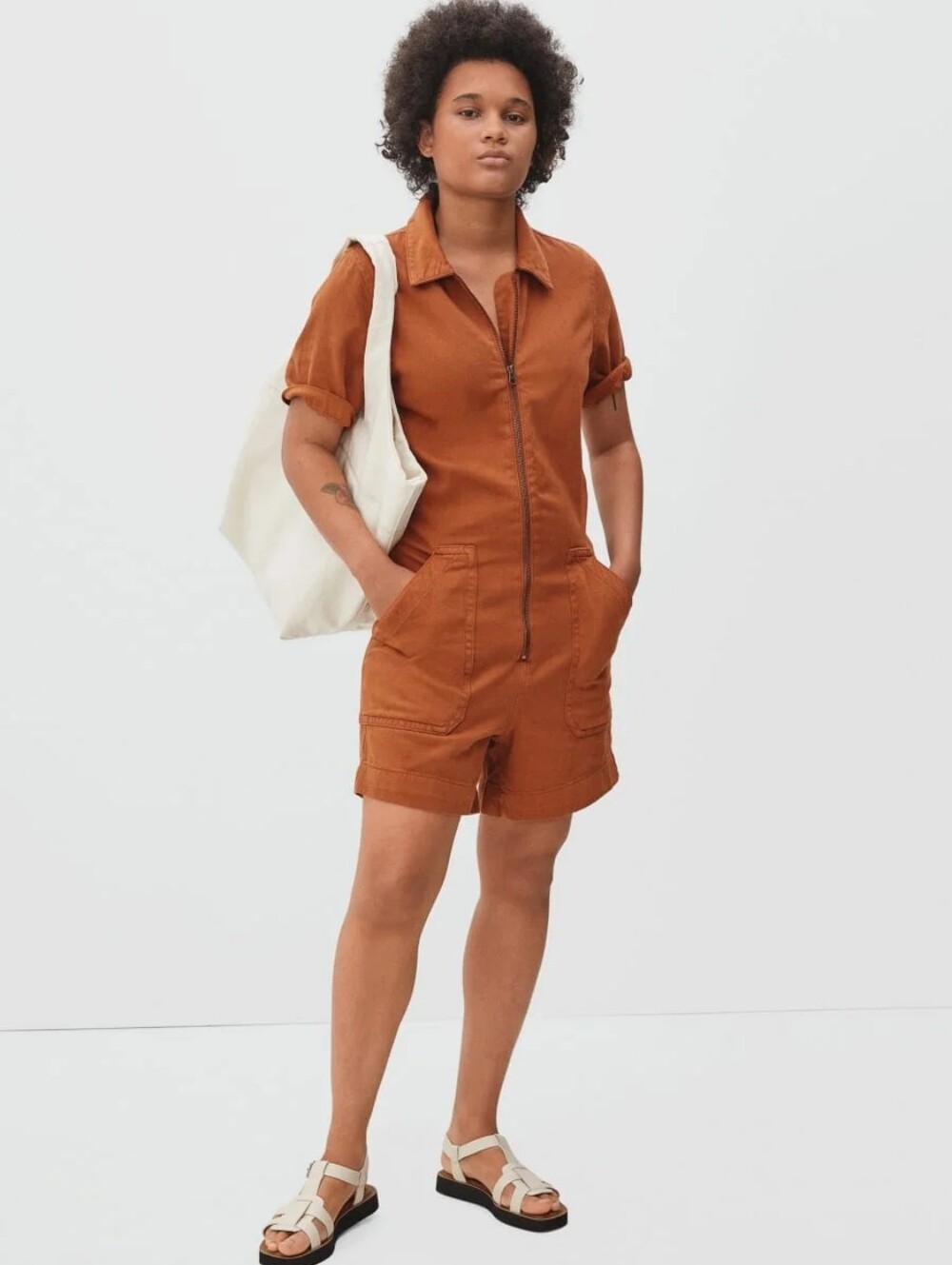 Everlane Size S The Denim Short Coverall in Rust